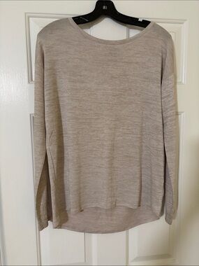 GAP Beige/Taupe Long Sleeve Scoop Neck Top